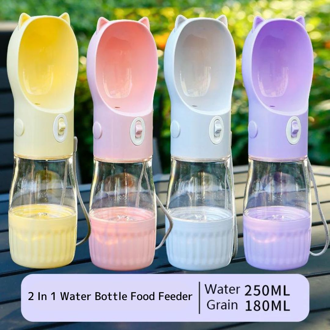 2 In 1 Water Bottle Food Feeder