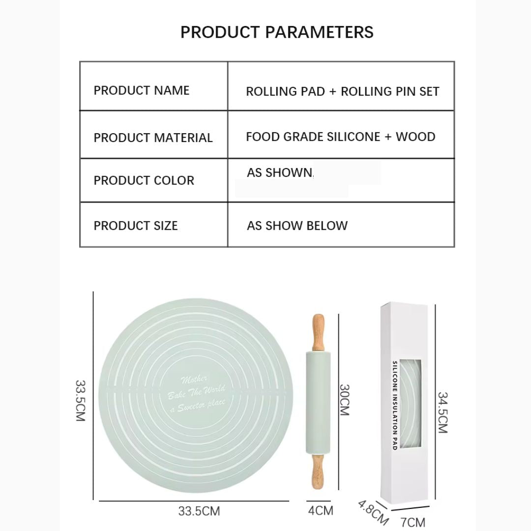 矽膠墊+麵團棍套裝