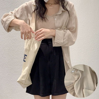 Two Piece Solid Color Shirt Suit