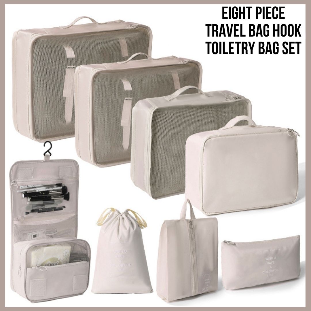 Eight-Piece Travel Bag Hook Toiletry Bag Set