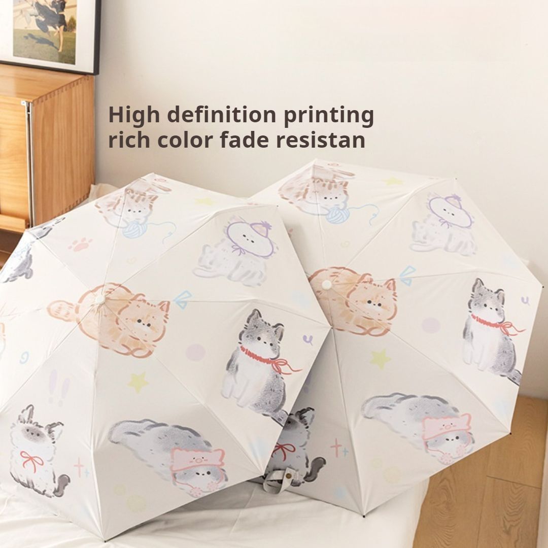 Cute Cat Fully Automatic Umbrella