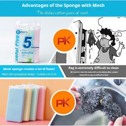 5PCS Japanese-style Mesh Sponge (Min. 3 packs)